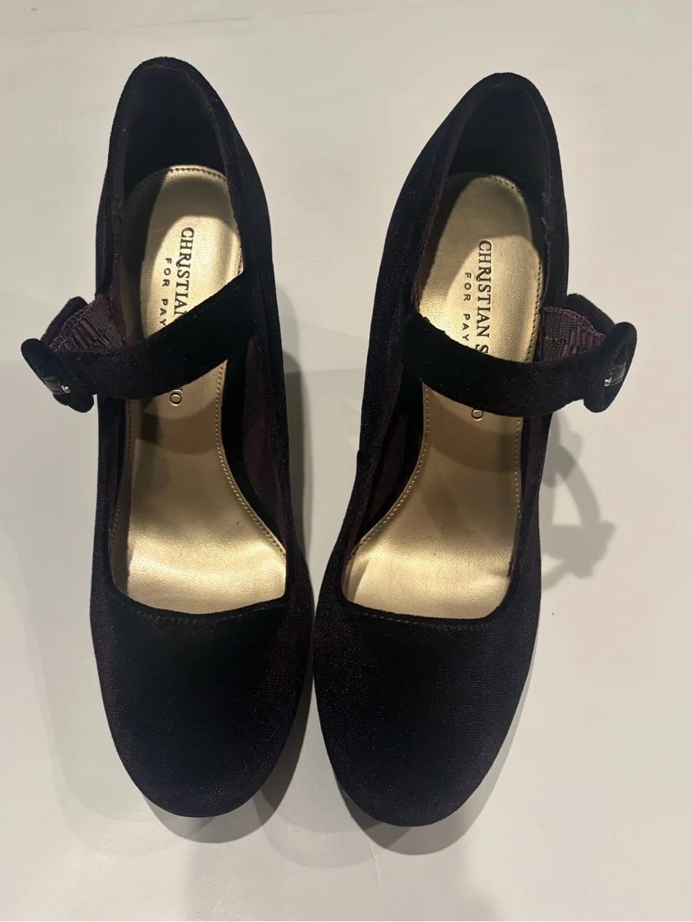 Christian Siriano for Payless Marley Purple Velvet Mary Jane Block Heels Size 7